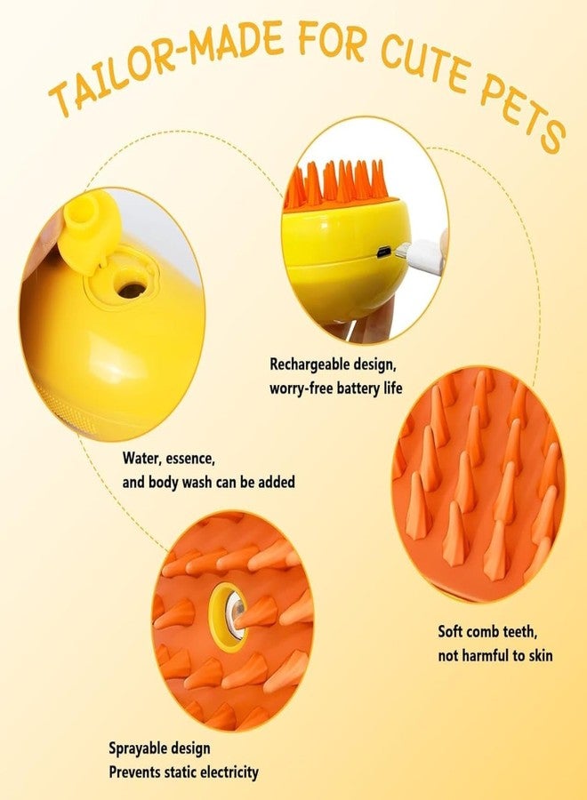 ABTER Mango Cat Steam Brush, Pet Grooming Tool with Steam Function, Orange and Yellow - Image 2